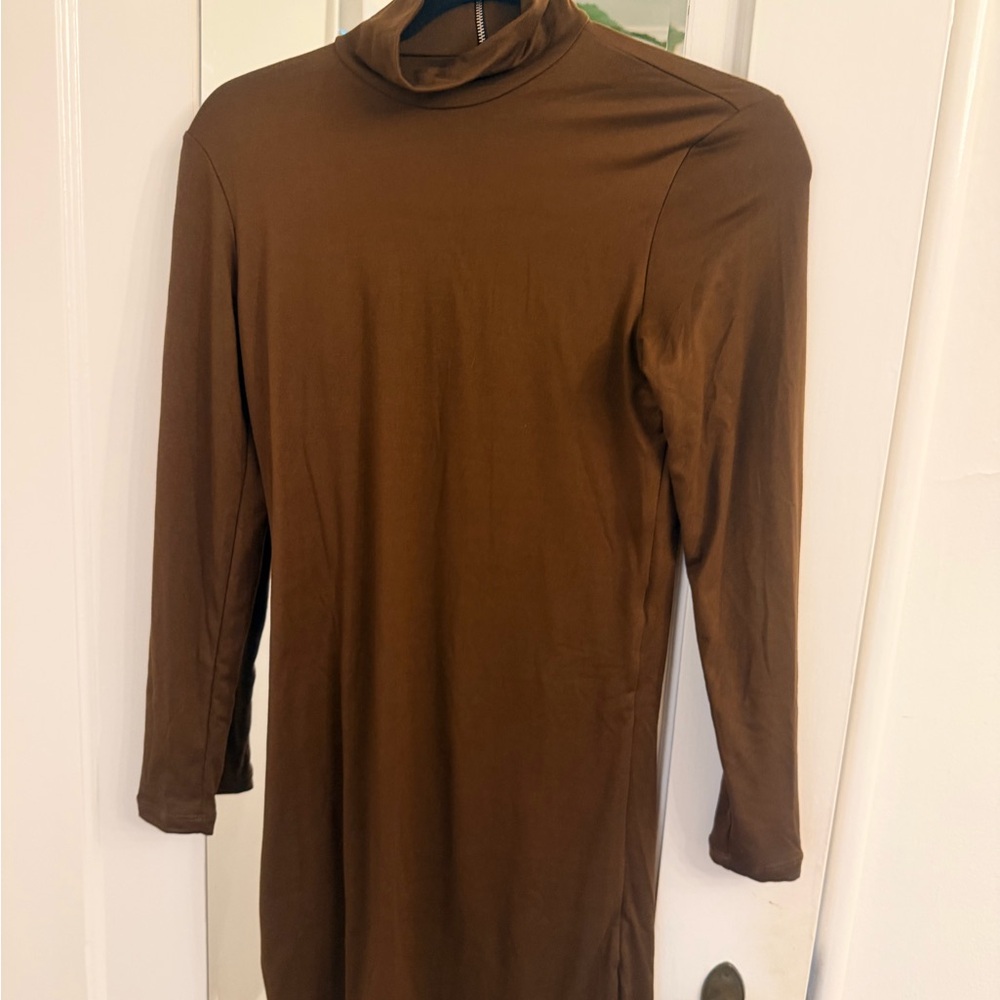 Brown Turtleneck Dress